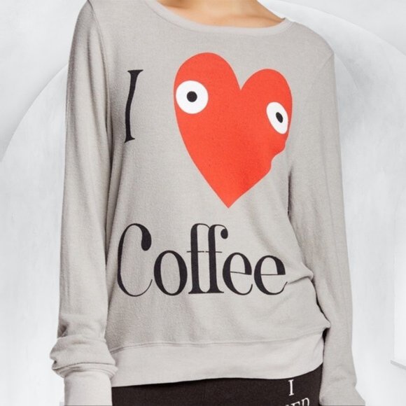 Wildfox Pants - Wildfox I Love Coffee Heart Jumper Sweatpants Set